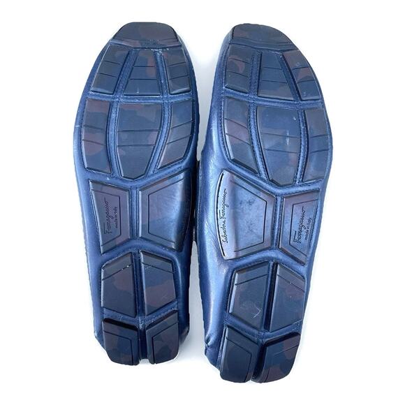 Ferragamo Navy Leather Gancini Loafers – NWOT, Gunmetal Bit, Italian Classic - Picture 15 of 16